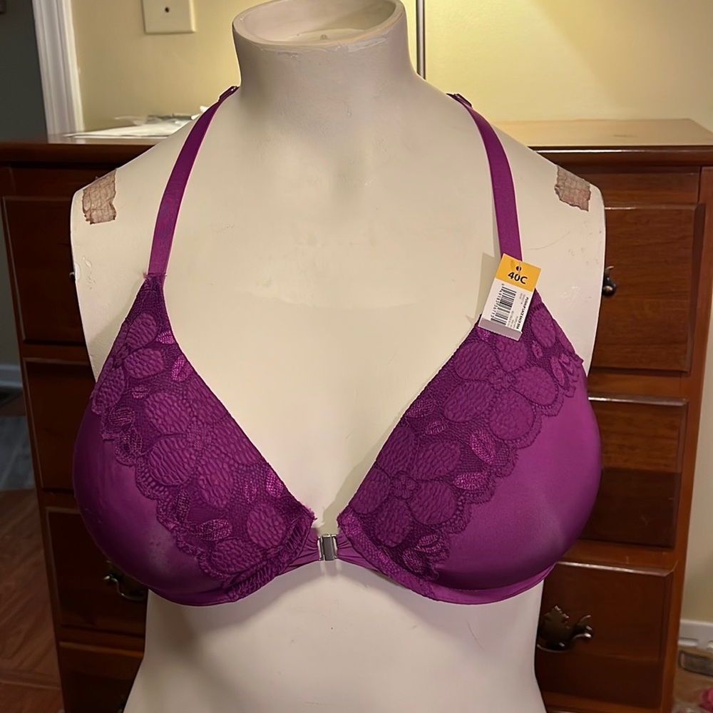 Brand new Novo purple razorback lace front closure bra